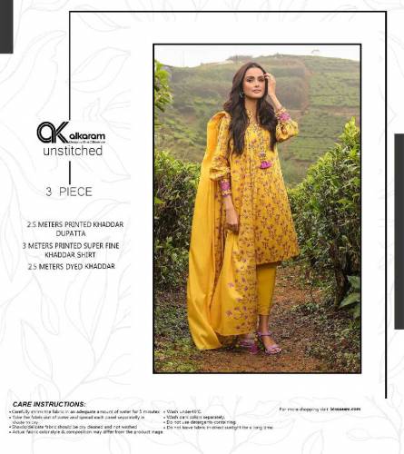 Original Khaddar 3 piece new collection made as alkaram
