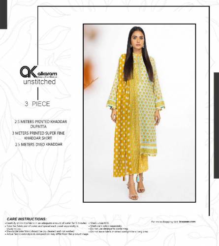 Original Khaddar 3 piece new collection made as alkaram
