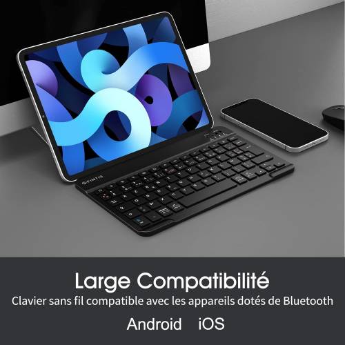 Fintie Ultra Thin (4 mm) Bluetooth Keyboard with French Layout AZERTY
