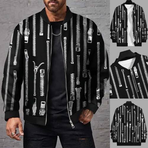 men's printed polyester jacket-1 pc stylish outerwear 