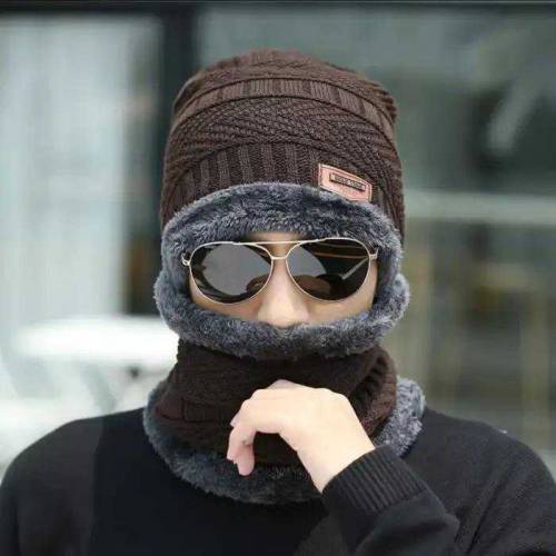 wool cap with neck warmer 