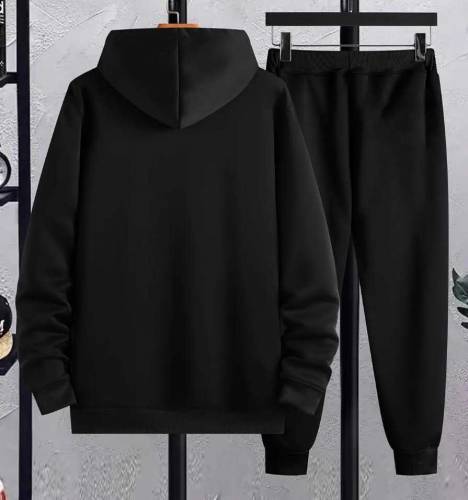  Men's Printed Fleece Hoodie Track Suit - 2 Pcs Set, Over Think