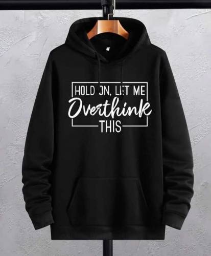  Men's Printed Fleece Hoodie Track Suit - 2 Pcs Set, Over Think