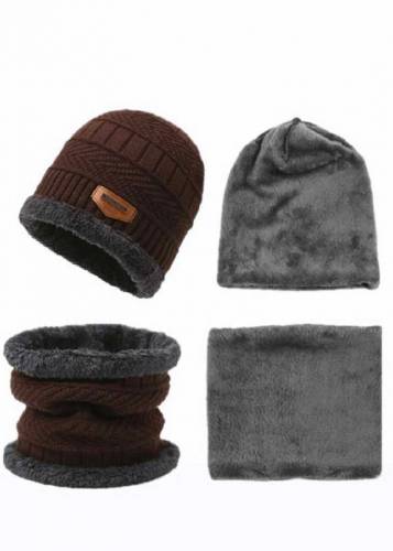 2 PCs wool textured beanie and neck warmer 