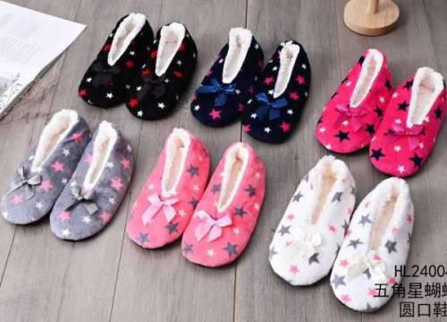 House Winter Warm Slipper Womens Star Thick Fur Plush Anti Skid Grip S