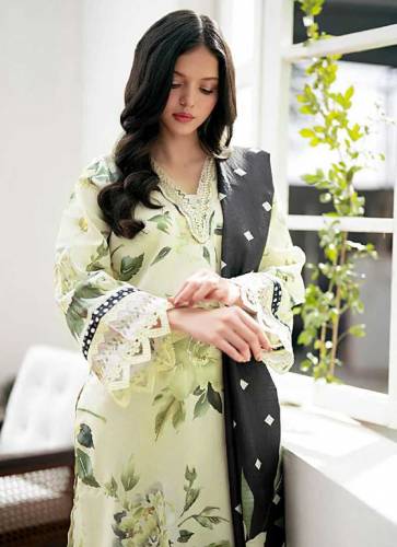3 Pcs Women's Unstitched Linens Printed suit 