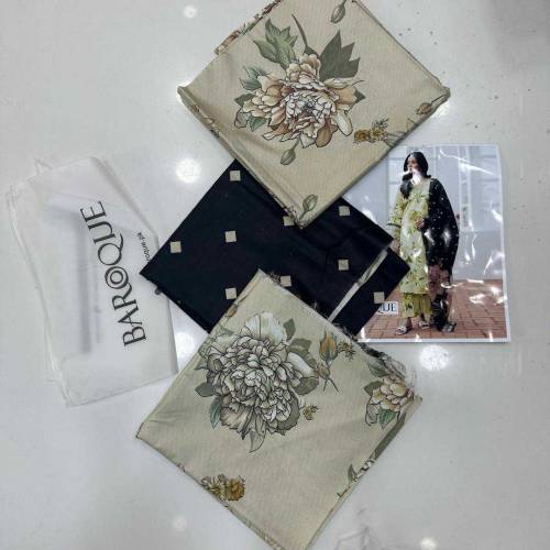 3 Pcs Women's Unstitched Linens Printed suit 