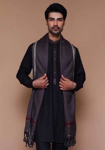 stylish plain wool shawl-1pc brown fashion accessory
