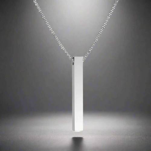  SILVER and BLACK Pure Stainless Steel Vertical Bar Necklace/