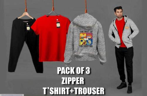Pack of 3 zipper T-shirt and trouser
