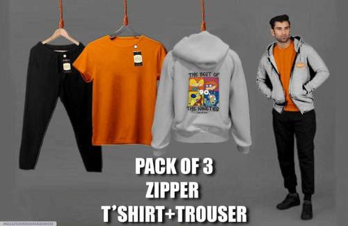 Pack of 3 zipper T-shirt and trouser