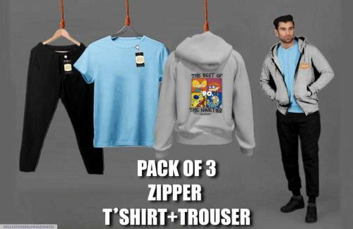 Pack of 3 zipper T-shirt and trouser