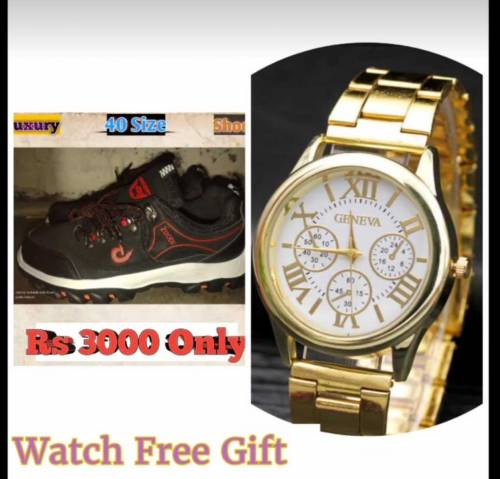 2 in 1 deal ZUODI brand shoes with Free Watch 40 size