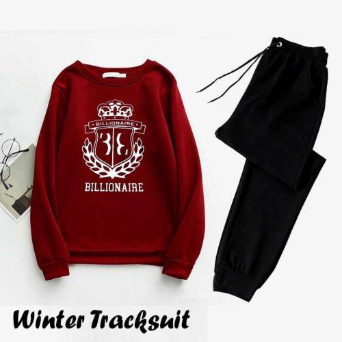 Men's Printed Polyester Track Suit - 2 Pcs Set in Maroon