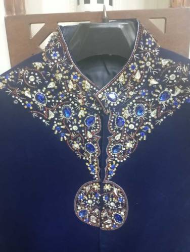 Royal blue velvet shairwani 