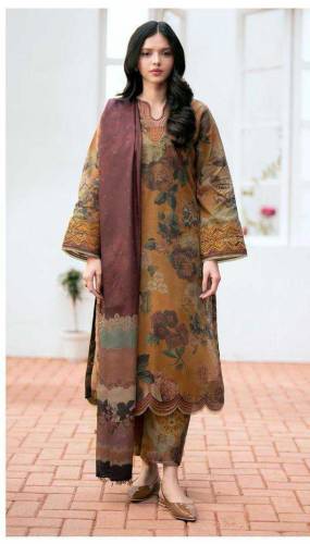 2 Pcs Women's Unstitched Linen Printed Suit