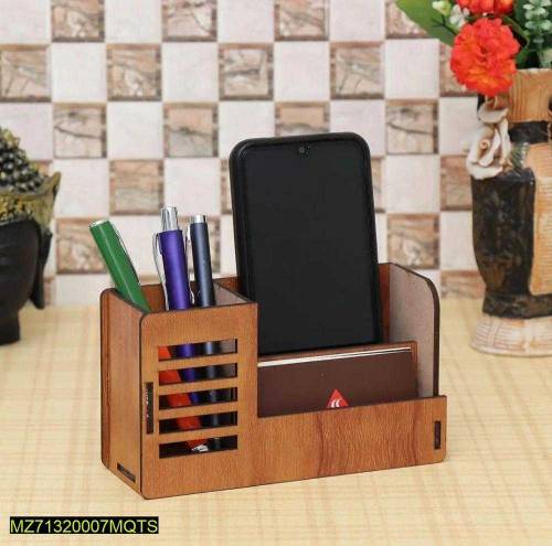 Wooden Desk Organizer, Pens Organizer, Table Organizer, brown  