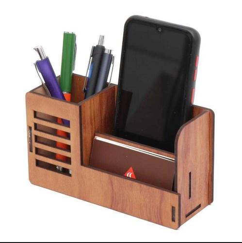 Wooden Desk Organizer, Pens Organizer, Table Organizer, brown  