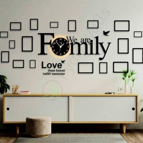 Sleek black 3D wall clock -- modern home decor