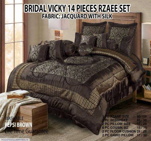  14 Pcs Silk Jacquard Embroidered Bridal Set