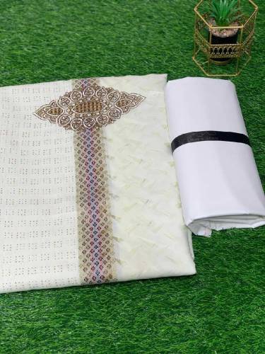 Eid gift men's self print cotton kurta with shawalr