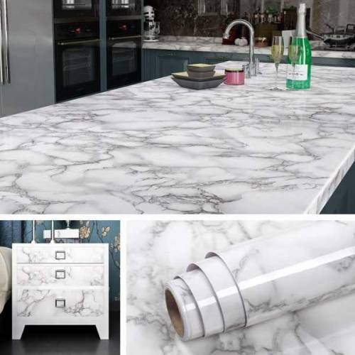 waterproof Marble Sheet Sticker | White & Grey /Black&White