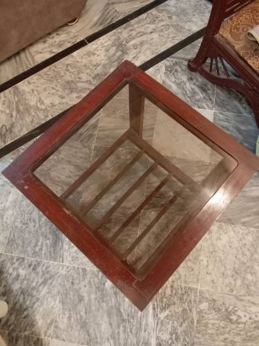 Set of Wooden Glass-Top Tables for Sale