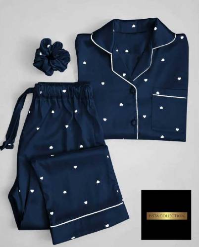 luxurious women's silk night suit set 