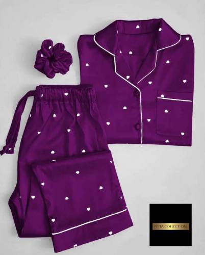 luxurious women's silk night suit set 