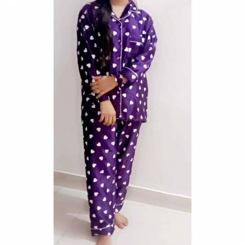 luxurious women's silk night suit set 