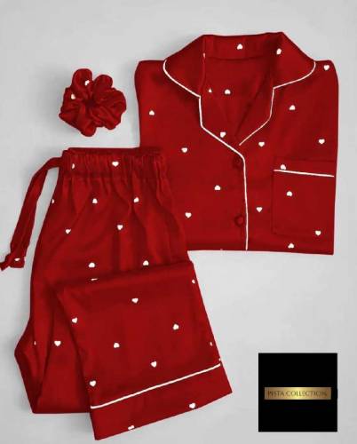 luxurious women's silk night suit set 