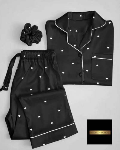 luxurious women's silk night suit set 
