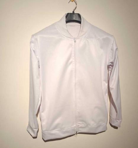 Man Plain Polyester Collared Jacket 
