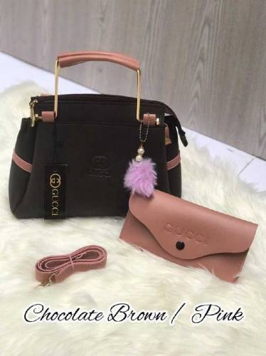 2 pcs women's faux Leather hand bag set