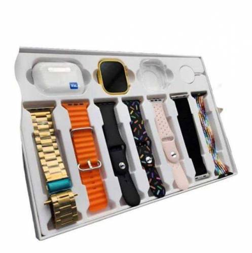 Ultra Smart watch with 7 straps and Earbuds 