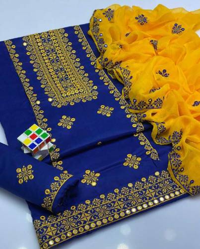 3 Pcs Women's Unstitched Embroidered Suit