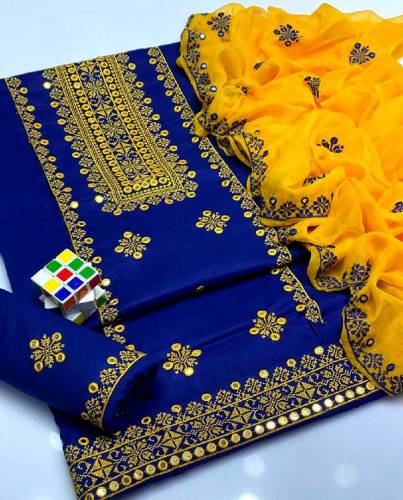 3 Pcs Women's Unstitched Embroidered Suit