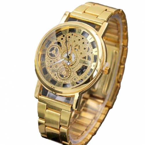 Men's Gold Stainless Steel hand  Winding  Mechanical Watch