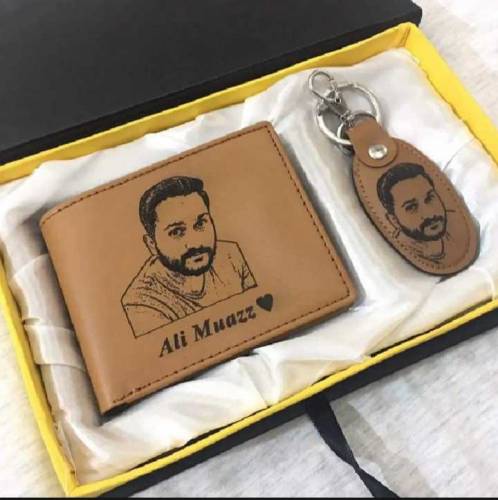 PERSONALIZED/CUSTOMIZE NAME AND PICTURE ENGRAVED WALLET AND KEYCHAIN