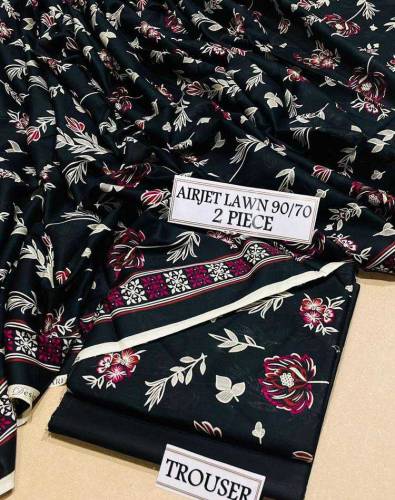 2 pcs women's unstitched Lawn Printed suit