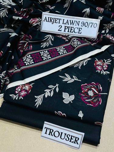 2 pcs women's unstitched Lawn Printed suit
