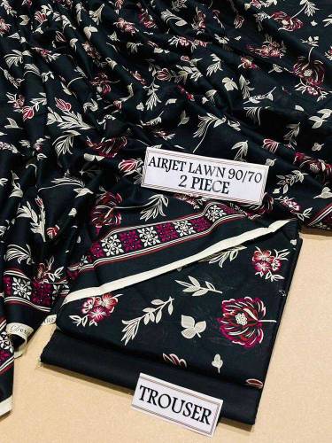 2 pcs women's unstitched Lawn Printed suit