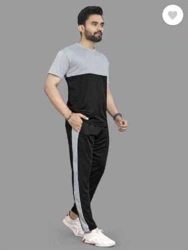  Men's Printed Polyester Track Suit - 2 Pcs - Stylish Grey Set