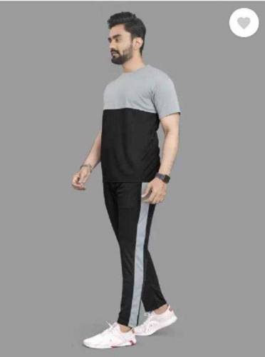  Men's Printed Polyester Track Suit - 2 Pcs - Stylish Grey Set