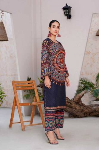 woman's stitched printed shirt and trouser set-pcs with 🪞 work 