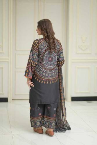 woman's stitched printed shirt and trouser set-pcs with 🪞 work 