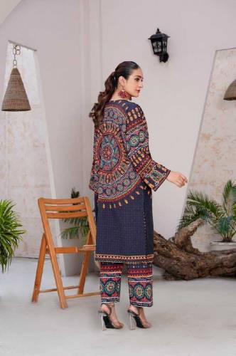 woman's stitched printed shirt and trouser set-pcs with 🪞 work 
