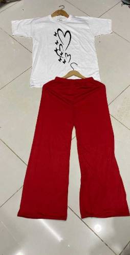 2 Pcs women stitched cotton jersey printed night suit 