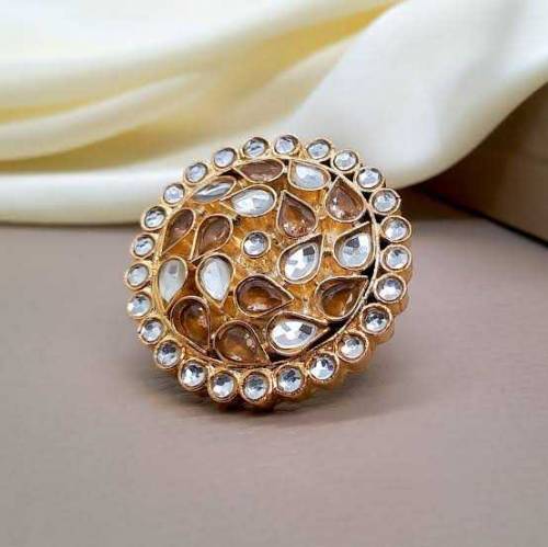 Farshi Kundan handmade Antique Gold Platted Ring