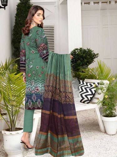 3 Pcs Women's Unstitched Lawn Printed Suit